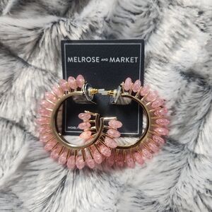 Melrose and Market Pink Glass Bead Hoop Earrings